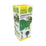 Kinzo Flexibler Gartenschlauch 20 m – inkl. Schlauch Schlauchzubehör – Flexibler Schlauch mit Sprühkopf mit 7 Sprühpositionen – Kunststoff – Grün/Grau