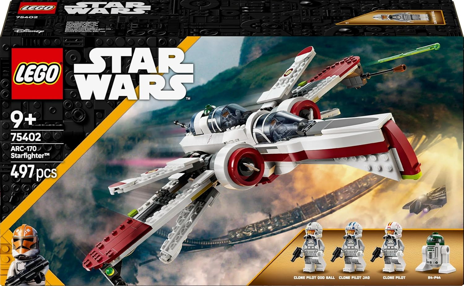 LEGO Star Wars 75402 ARC-170 Starfighter-Spielzeug mit 4 Minifiguren, darunter Klonpilot und Droide R4-P44, Sammlerstück, Geschenk für Fans von „Die Rache der Sith“ und Bausets für Jungen und Mädchen ab 9 Jahren. Beuche den LEGO-Store