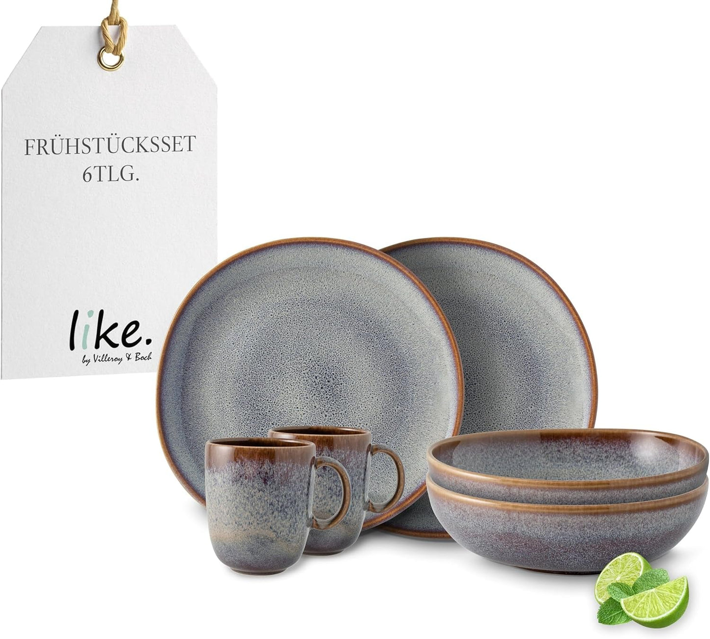 Lave beige Frühstücksset von Villeroy & Boch, 6-teilig