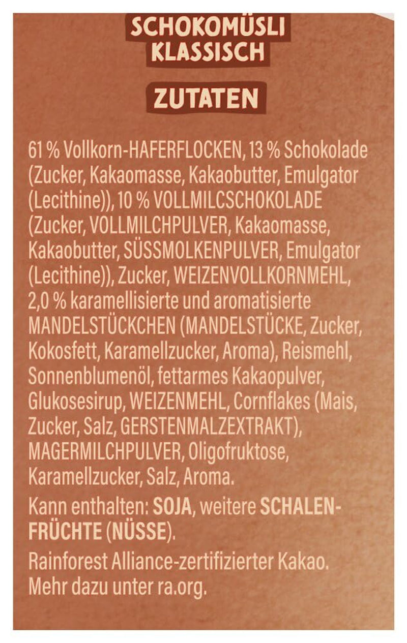 Dr. Oetker Vitalis Schokomüsli Classic: Frühstücksmüsli mit Vollmilch- und Zartbitterschokolade, 7er Pack (7 x 600g)