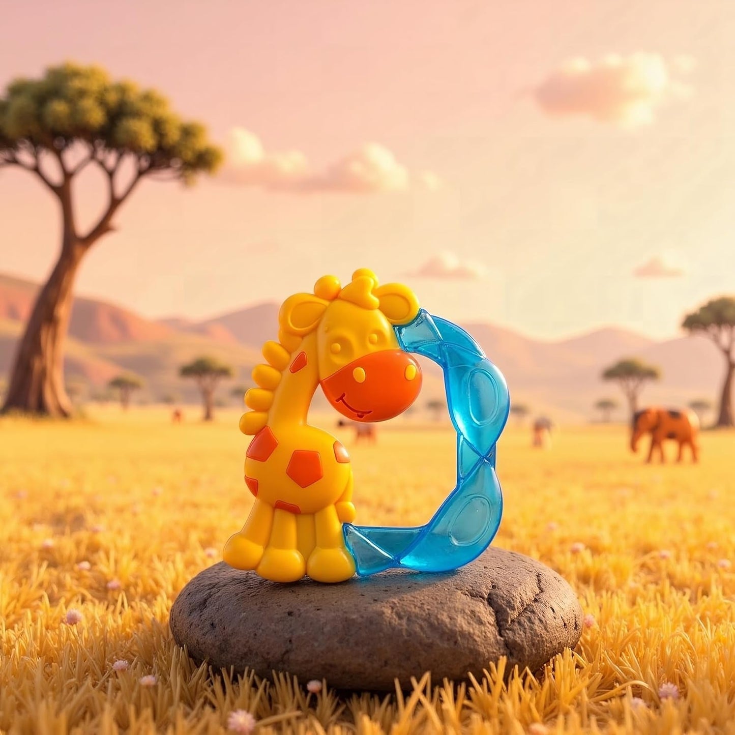 Playgro Jerry Giraffe Beißring – Baby-Beißring – Silikon-Baby-Beißring – Silikon-Beißring – Zahnungshilfe – Silikon – Baby-Beißring – bunt