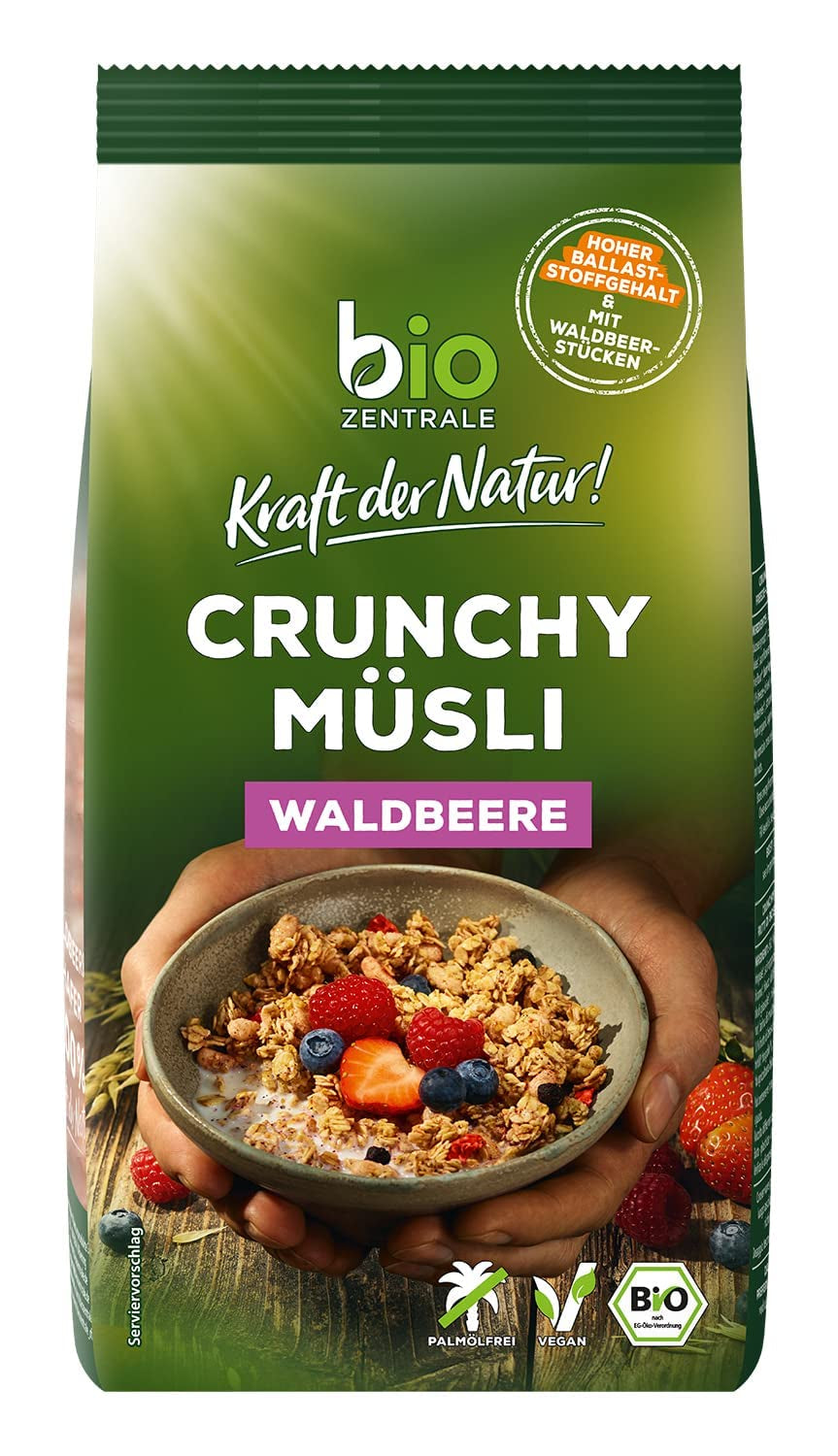 Knuspriges Müsli mit Beeren Biozentrale | 375 g Bio-Müsli | Ideal zum Frühstück und für die Tasse Müsli zum Mitnehmen | Eine Alternative zu Müsliriegeln