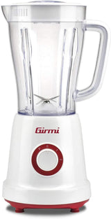 Girmi FR46 Elektrischer Mixer, 1,5 Liter, 2 Geschwindigkeiten Mit Pulse-Funktion, 4 Edelstahlklingen, Messbecherdeckel, Messbecher Mit Scale, Sicherheitseinrichtung, Weiß/Rot Kitchen Naty Shop