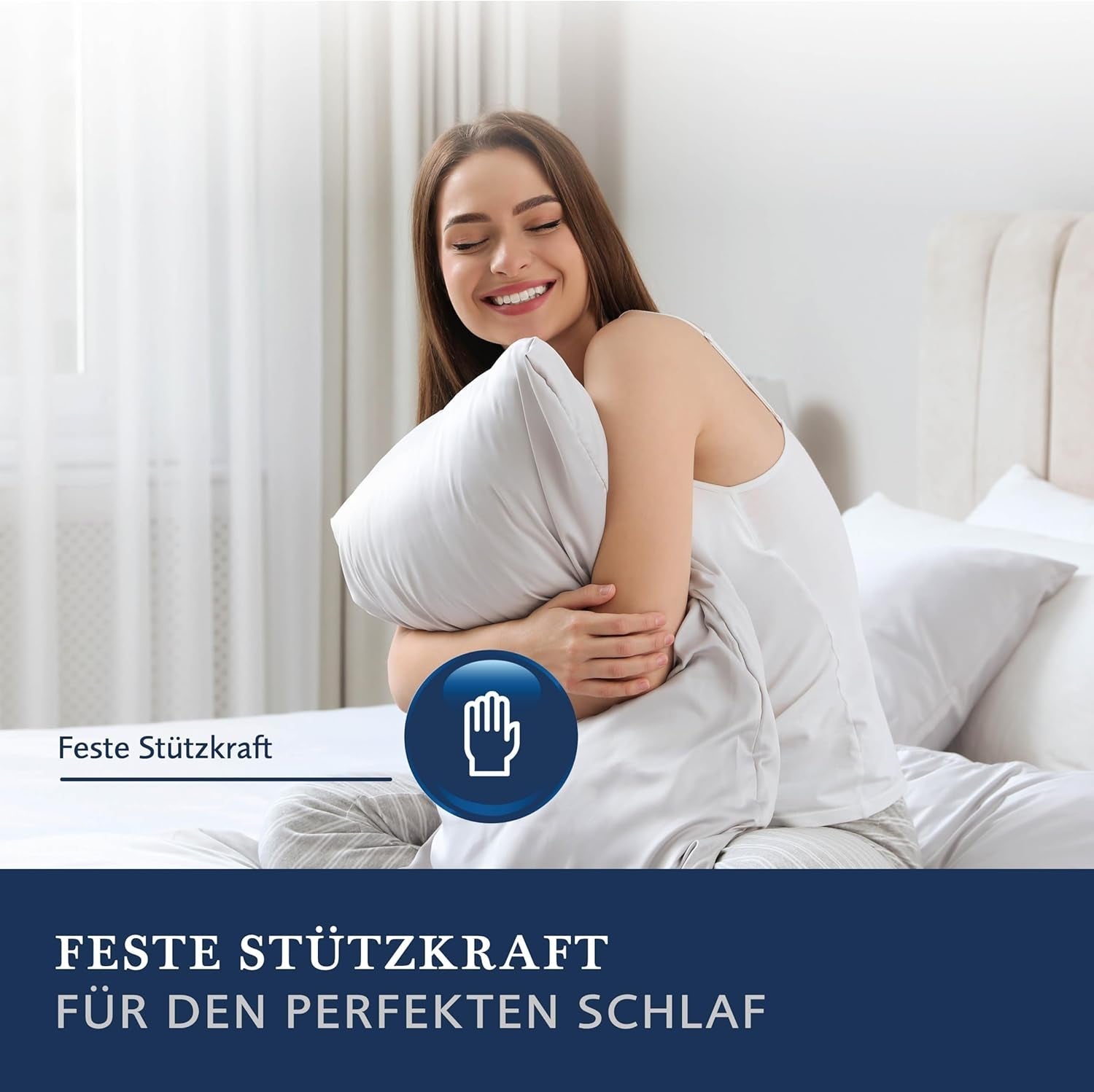 Billerbeck Daunenkissen Martina – Kissen in 80 x 80 cm – Kissen mit festem Halt – Gänsedaunen 15 % und Federn 85 % Naty Shop Standardkissen