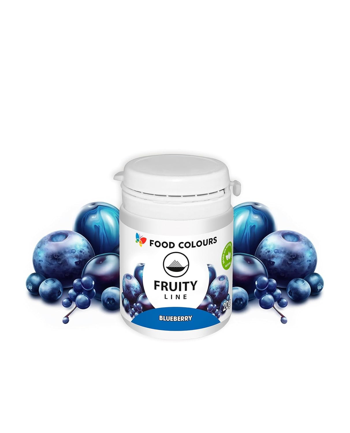 Lebensmittelfarbpulver, natürliche Farbe, Fruity Line BLUEBERRY, 20 g, natürliches Farbpulver für Cremes, Zuckerguss, Biskuitteig in Pulverform, Lebensmittelfarbe für Getränke, Gelees
