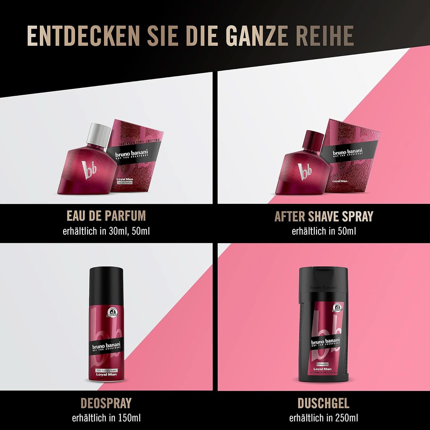 Bruno Banani Loyal Man 3 in 1 Duschgel für Körper, Haare und Gesicht, Männer, 250 ml Dusche und Bad Naty Shop