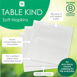 Table Kind 100 weiße weiche Servietten in Großpackung, hochwertige Servietten für Party, Catering und den täglichen Gebrauch, FSC, nachhaltig und recycelbar, hergestellt in der EU | 2-lagig | 33 cm