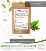Uniqo Matcha-Teepulver 200 g in nachfüllbarer ökologischer Verpackung