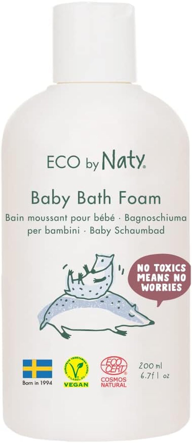 Eco von Naty, Badeschaum für Kinder, organische Inhaltsstoffe auf pflanzlicher Basis mit 0 % Duftstoff, hypoallergen und dermatologisch getestet, 200-ml-Flasche Kinder – Bade- und Hautpflege Naty Shop Standardtitel
