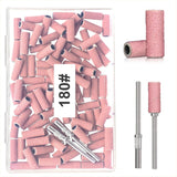 BLESWIN 100 Stück kleine Schleifbänder für Nagelbohrer, feine Körnung 240 mit 2 Stück 3-mm-Bohrern, Mini-Schleifbänder zum Polieren natürlicher Nägel und Reinigen der Nagelhaut zur Vorbereitung, Pink