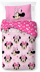 Bettwäsche für Kinder, Disney-Figuren, 100 % Baumwolle Bettwäsche – Kinder Naty Shop Pink – Minnie Mouse 135X200/50X70 (2 Stück)