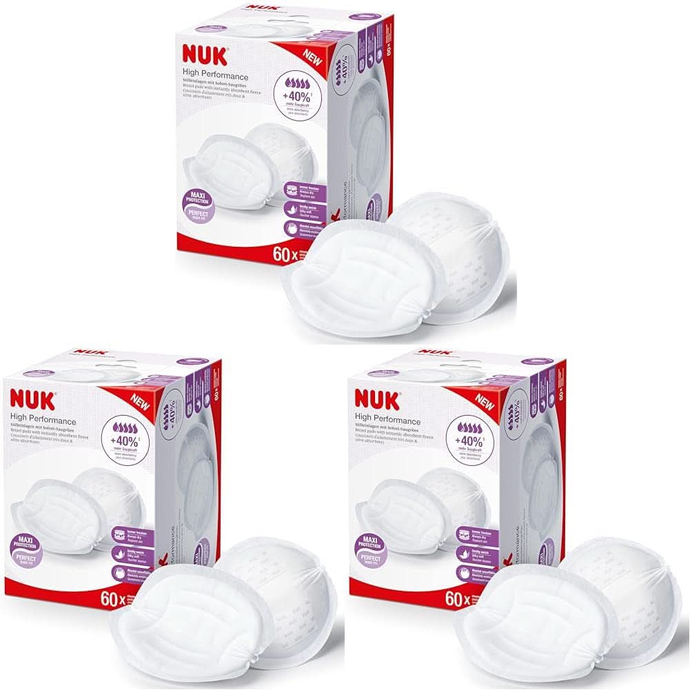 NUK High-Performance Einweg-Stilleinlagen Mit Sofort-Saugvlies | Einlagen Zum Stillen | Einzelverpackung | +40 % mehr Saugkraft | 60 Stück Babynahrung und Stillzubehör Naty Shop 60 Stück (Packung Mit 3) High Performance