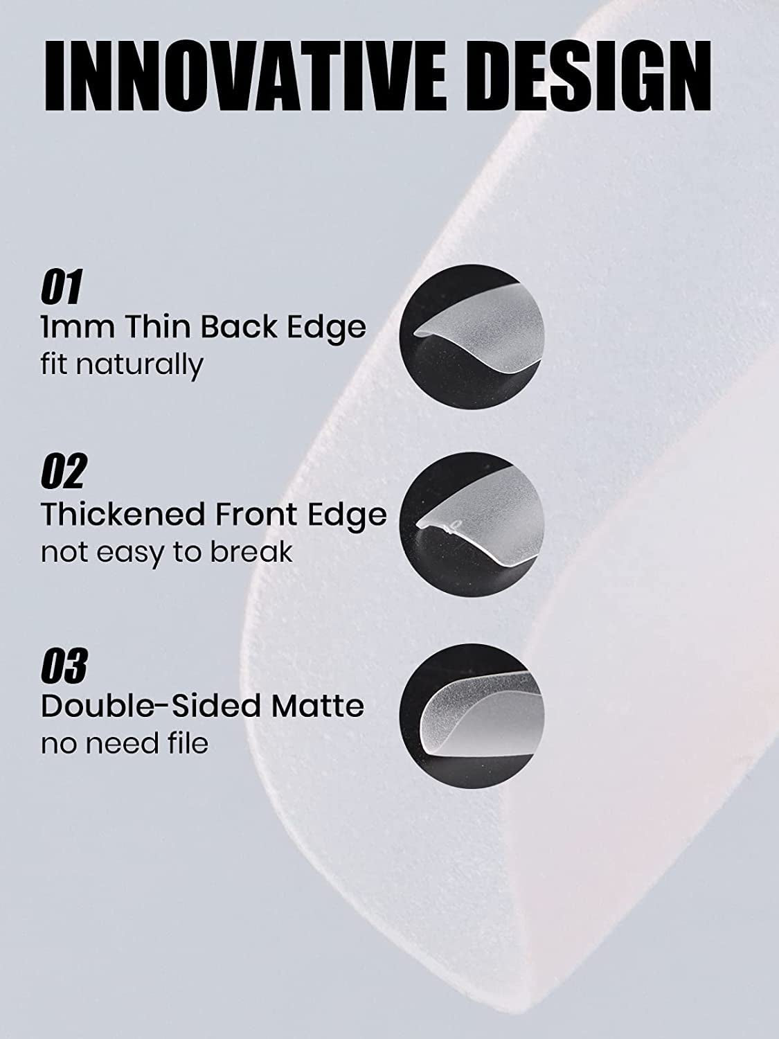 EBANKU 420 Stück kurze quadratische Nagelspitzen, vollflächige matte Spitzen, weiche Gel-Spitzen, klare vorpolierte Gel-Nagelspitzen, künstliche Nagelverlängerungsspitzen, 15 Größen (kurzes Quadrat)