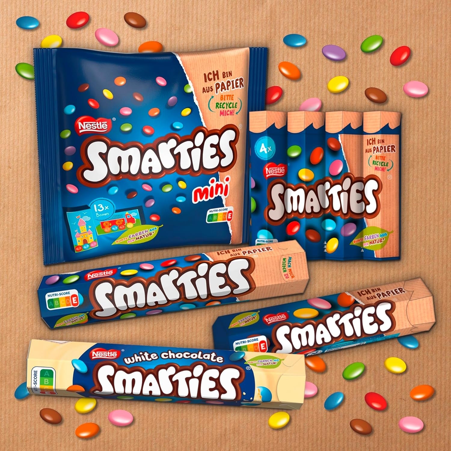Nestlé SMARTIES Mini, kleine Linsen mit Milchschokolade, einzeln verpackt, 16er Packung (16 x 187 g)
