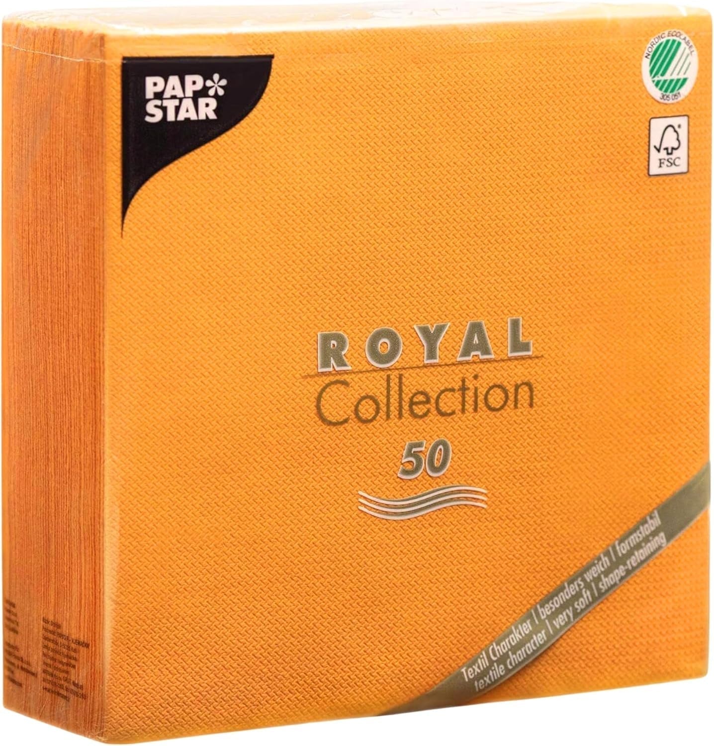 Papstar, 50 Servietten „ROYAL Collection“ 1/4 Falz 40 cm x 40 cm orange, #82219
