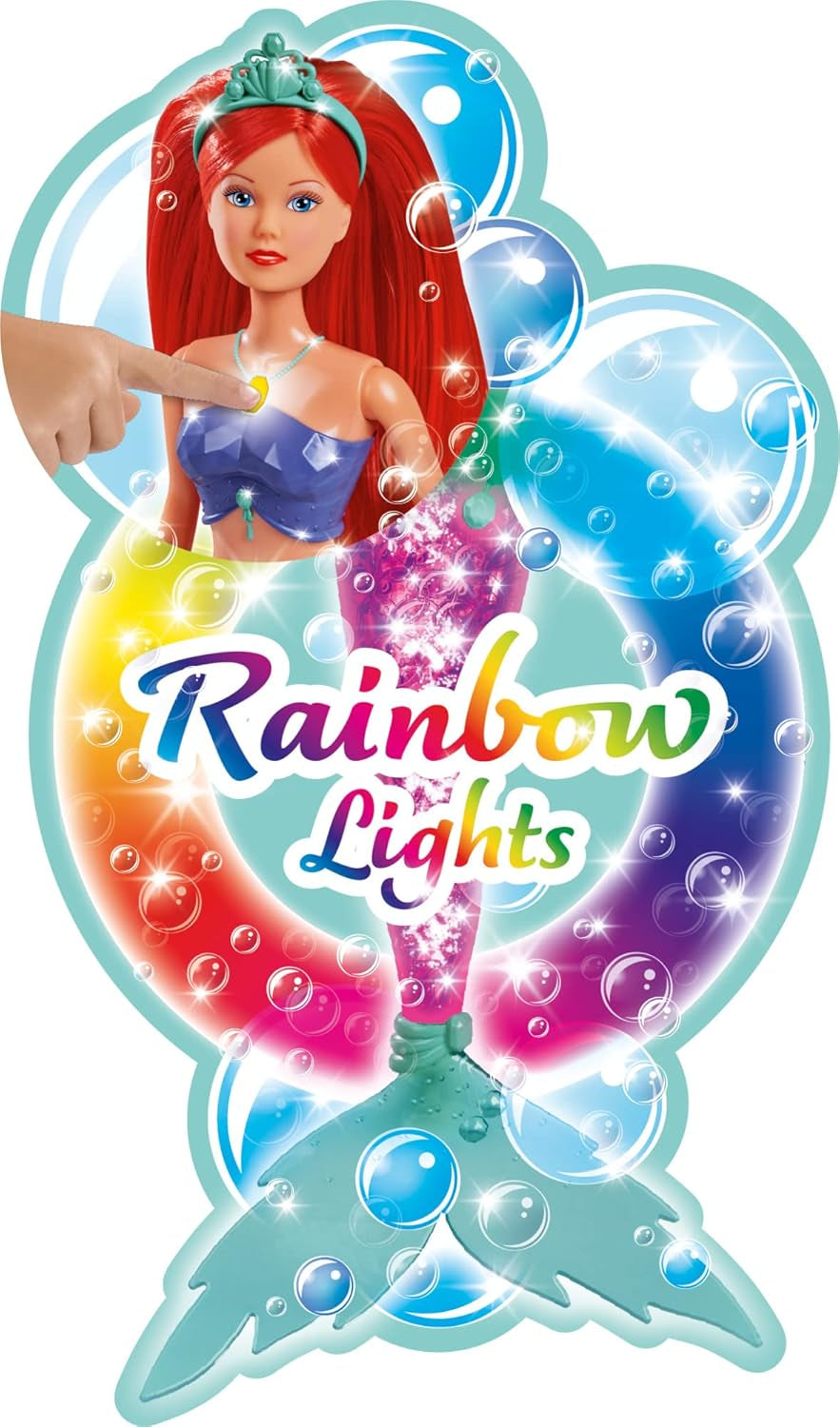 Simba 105733656 – Steffi Love funkelnde Meerjungfrau-Puppe (39 cm) – leuchtende Meerjungfrau, farbwechselnder, leuchtender Regenbogen, wasserfestes Spielzeug für Kinder ab 3 Jahren