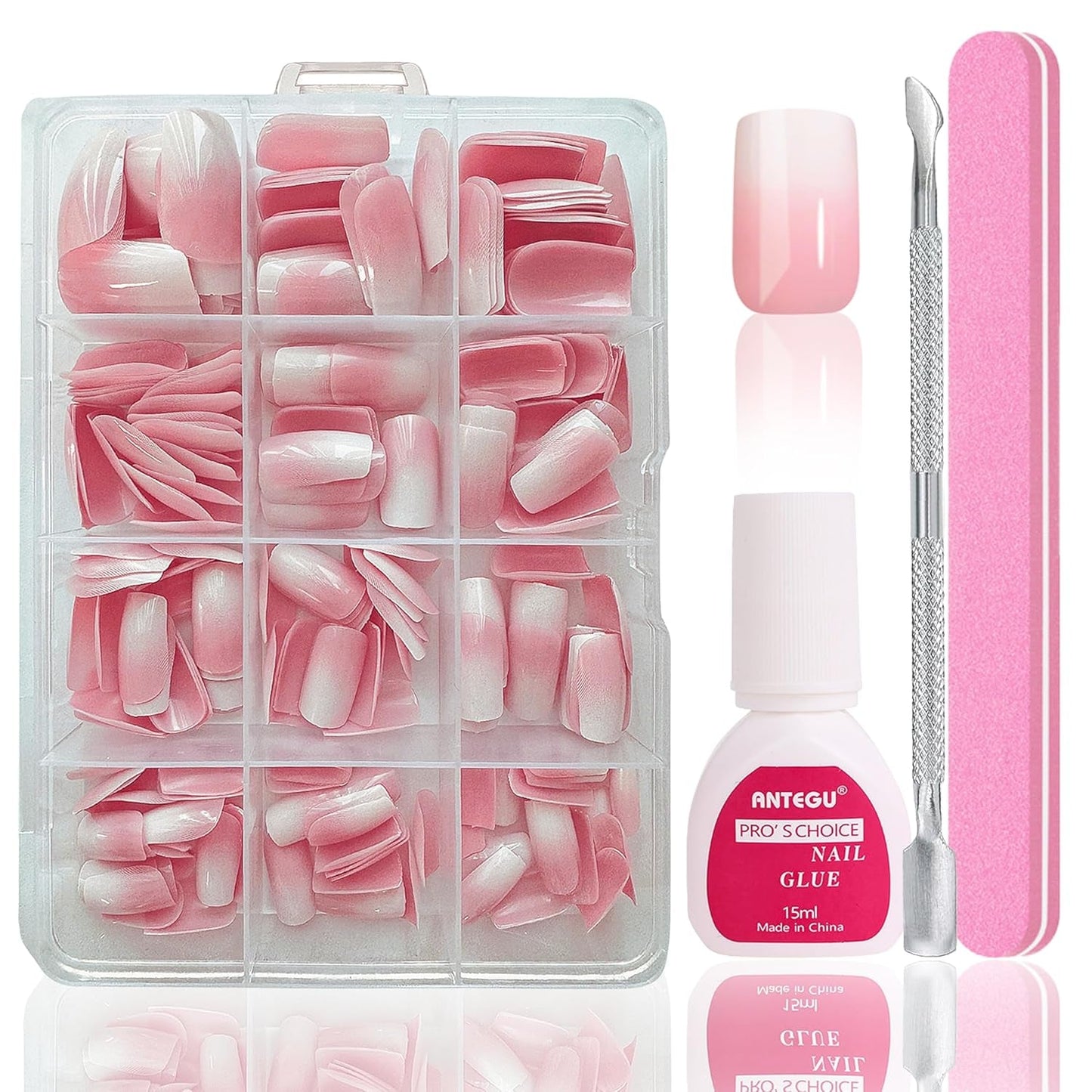Ballerina-Kunstnägel-Set – 240-teiliges zartes Flieder-Rosa-Kunstnägel-Set, vollflächiger Kleber auf Kunstnägeln, Set mit künstlichen Nagelspitzen für Maniküre und Nagelkunst für Frauen und Mädchen (Lavendelrosa)