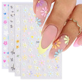 Nagelsticker-Set für einzigartiges Nageldesign, 4 Blatt Frühlingsthemen Nail Art Zubehör, perfekt für 3D-Gel-Nägel und UV-Gel-Streifen