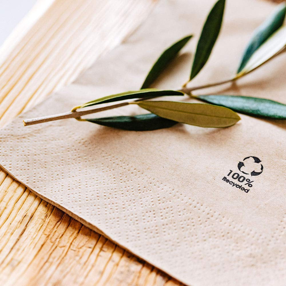 Umweltfreundliche Bio-Servietten aus Recyclingpapier, hochwertige Papierservietten, 10 x 10 cm, 100 Stück Cocktailservietten, ungebleicht, biologisch abbaubar, kompostierbar