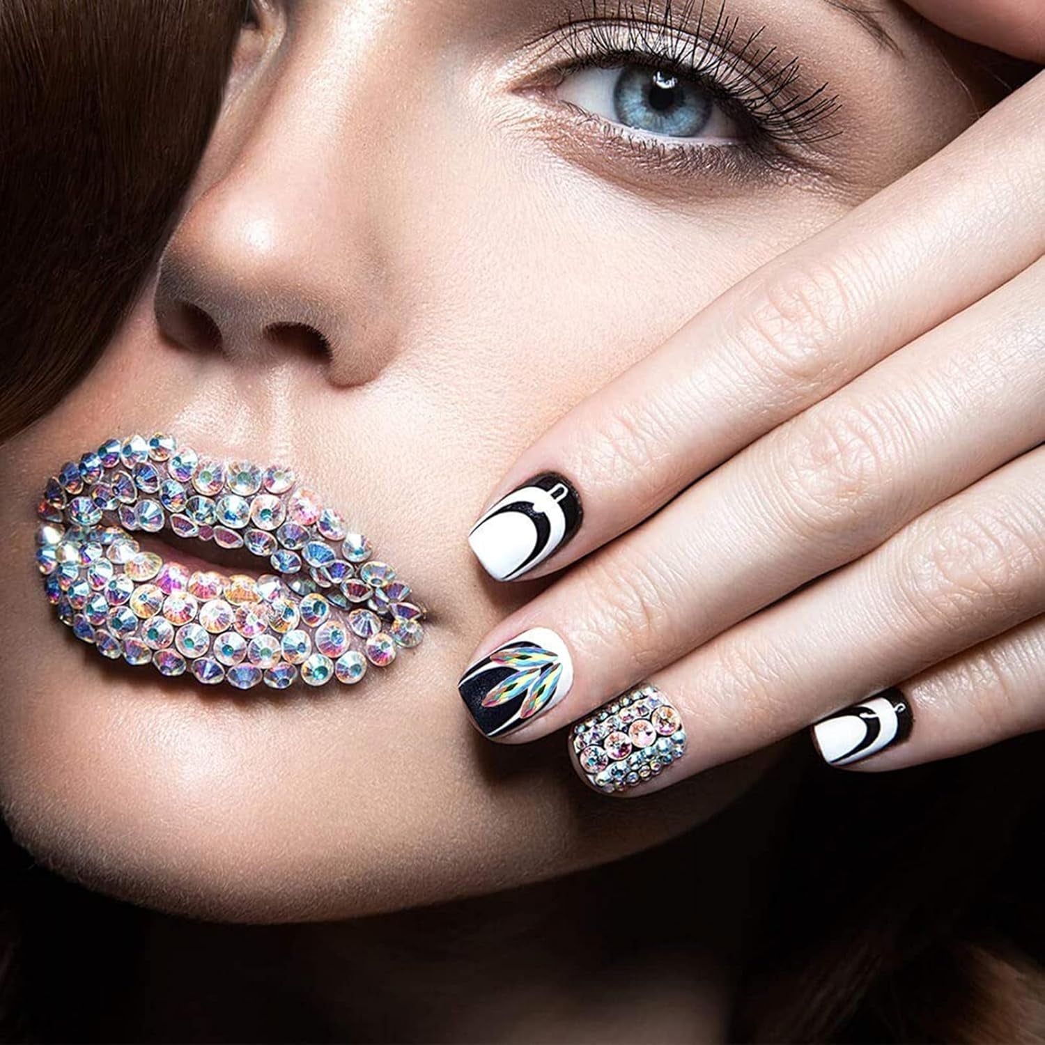 3200 Nagelsteine ​​Set FITDON Mehrförmige Glas-AB-Steine ​​und klare Diamant-Glitzer-AB-Steine ​​für Nagelkunst-Dekoration, DIY-Kits, Schmuck, Schlüsselanhänger, Nagelzubehör