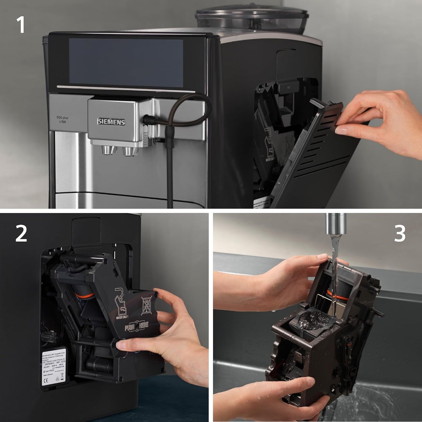 Automatische Espressomaschine Siemens EQ.6 plus s700 TE657503DE, für viele Kaffeespezialitäten, Milchaufschäumer, Keramikmahlwerk, Doppelkaffeefunktion, Antikalk, automatische Dampfreinigung, 1500 W, Edelstahl