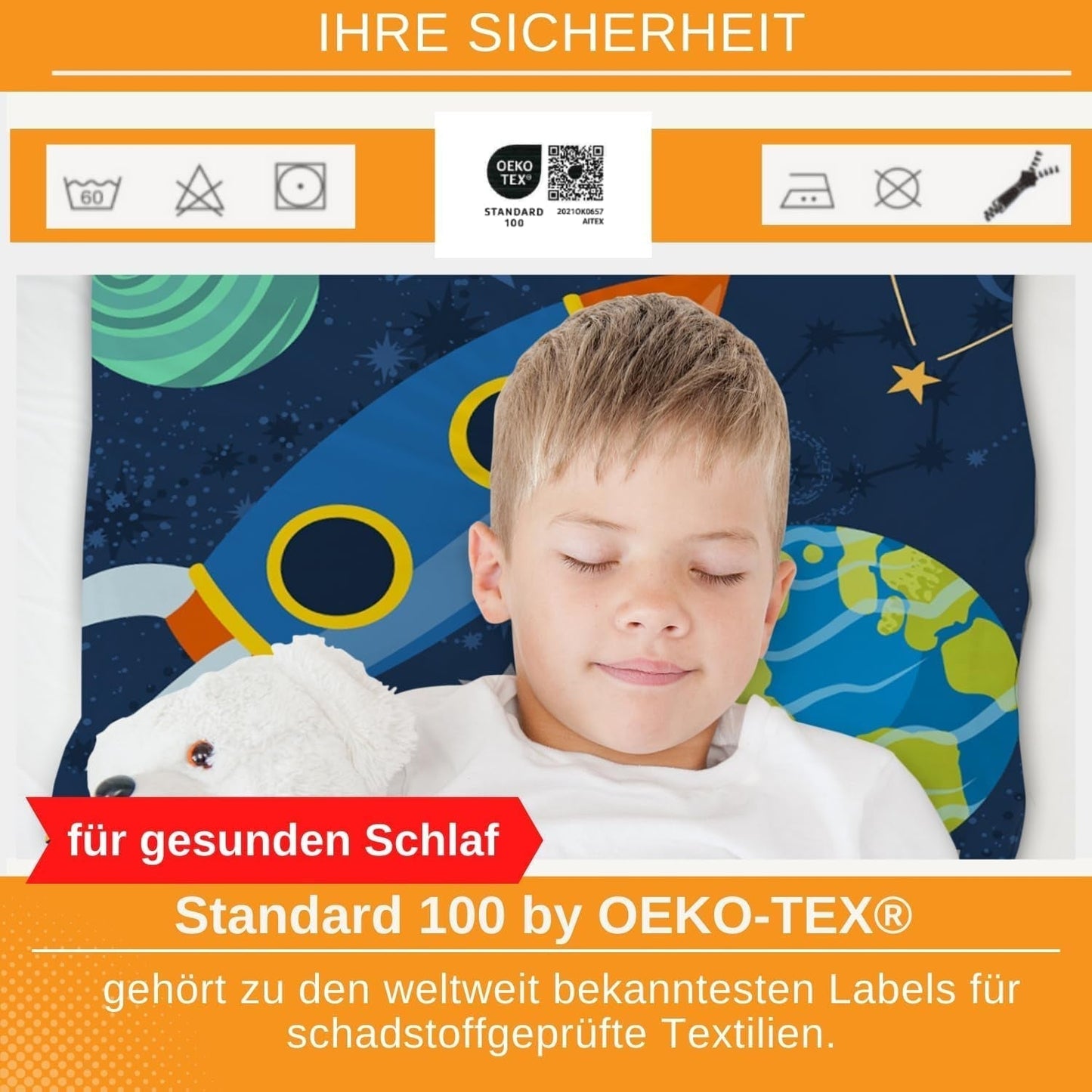 Aminata Kids Kinderbettwäsche, Weltraum, Baumwolle Bettwäsche – Kinder Naty Shop