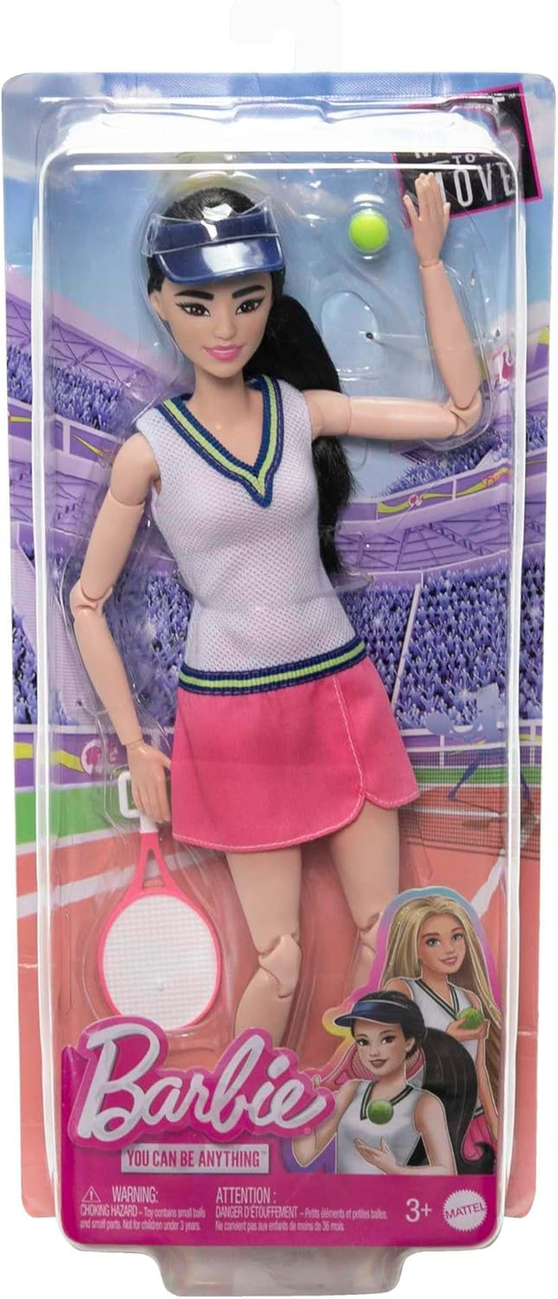 Barbie Made to Move – Tennisspielerin mit Schläger und Ball – Puppe mit 22 Gelenken für realistischen Spielspaß für Tennisfans und Kinder ab 3 Jahren, HKT73 Naty Shop Dolls