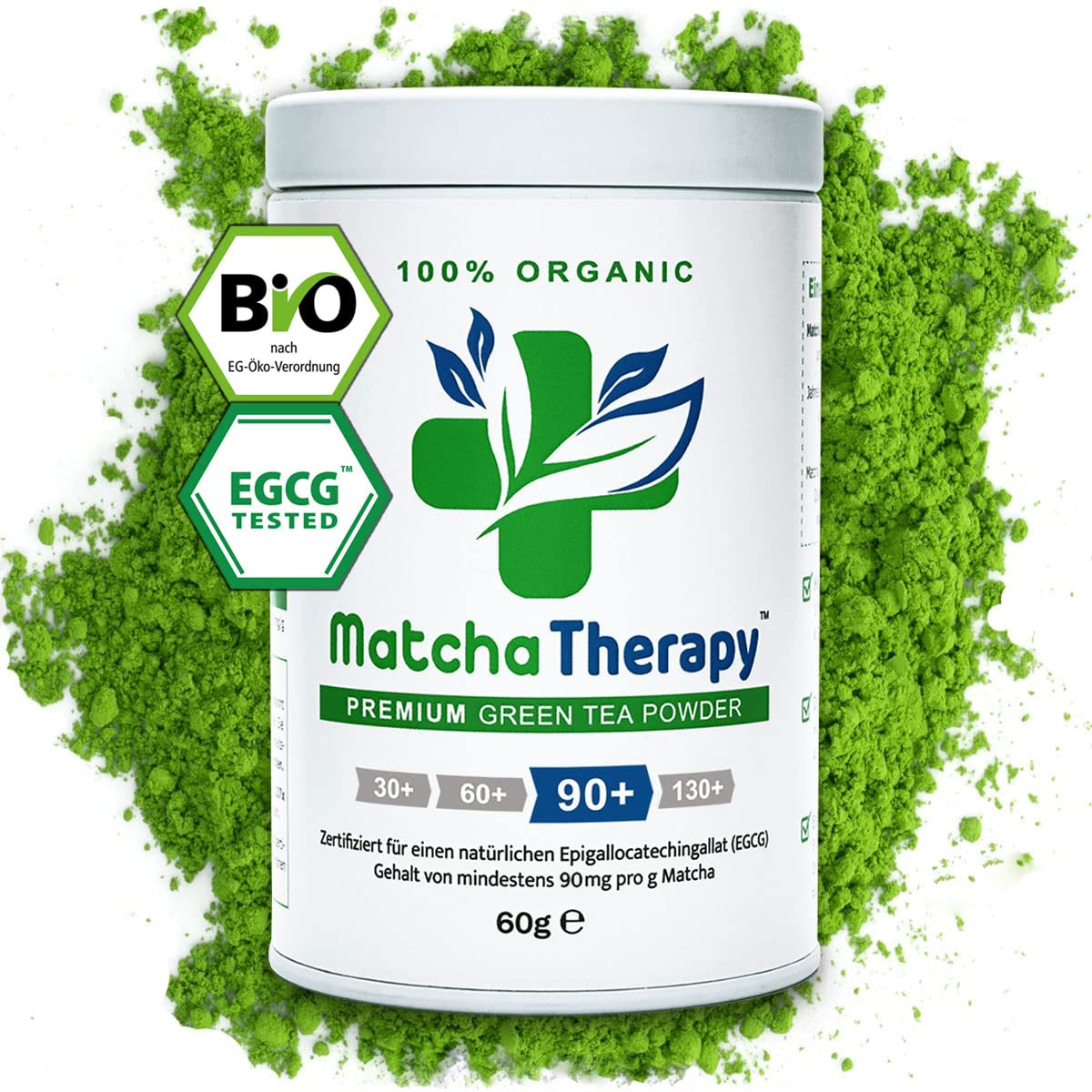 Matcha-Therapie 30+ | Bio-Matcha-Teepulver | 60 g | Mit einem nachgewiesenen Gehalt von mindestens 30 mg/g Catechin EGCG | Unterstützt das Immunsystem und das Energieniveau | Zeremonielle Qualität | Grüner Tee aus Japan