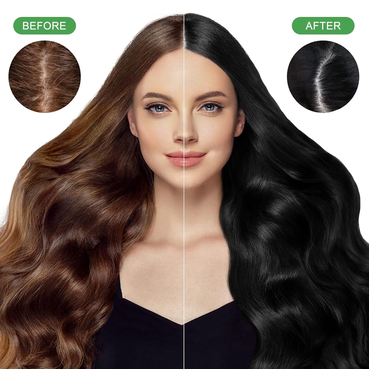 Sofortiges Shampoo für schwarzes Haar, natürliches Haarfärbe-Shampoo, 100 % graue Abdeckung – einfache und schnelle, semi-permanente Farbe für schwarzes Haar, Haarfärbe-Shampoo für Männer und Frauen. Haarfärbe-Naty-Shop