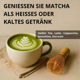| Matcha Bio-Pulver 100 g | Grüntee-Matcha-Pulver in Zeremonienqualität | 100 % natürlich und hochwertig | Entgiftender Tee | Kompatibel mit Matcha-Set, Stiel, Schale und Glas.