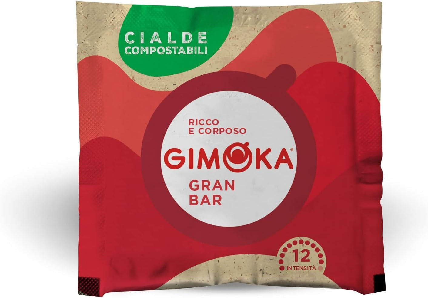 Gimoka Kompostierbare Kaffeepads, Gran Bar Intenso Kaffeemischung, Intensität 12-100 Pads – Kompatibel mit ESE System Papier Pads 44 mm