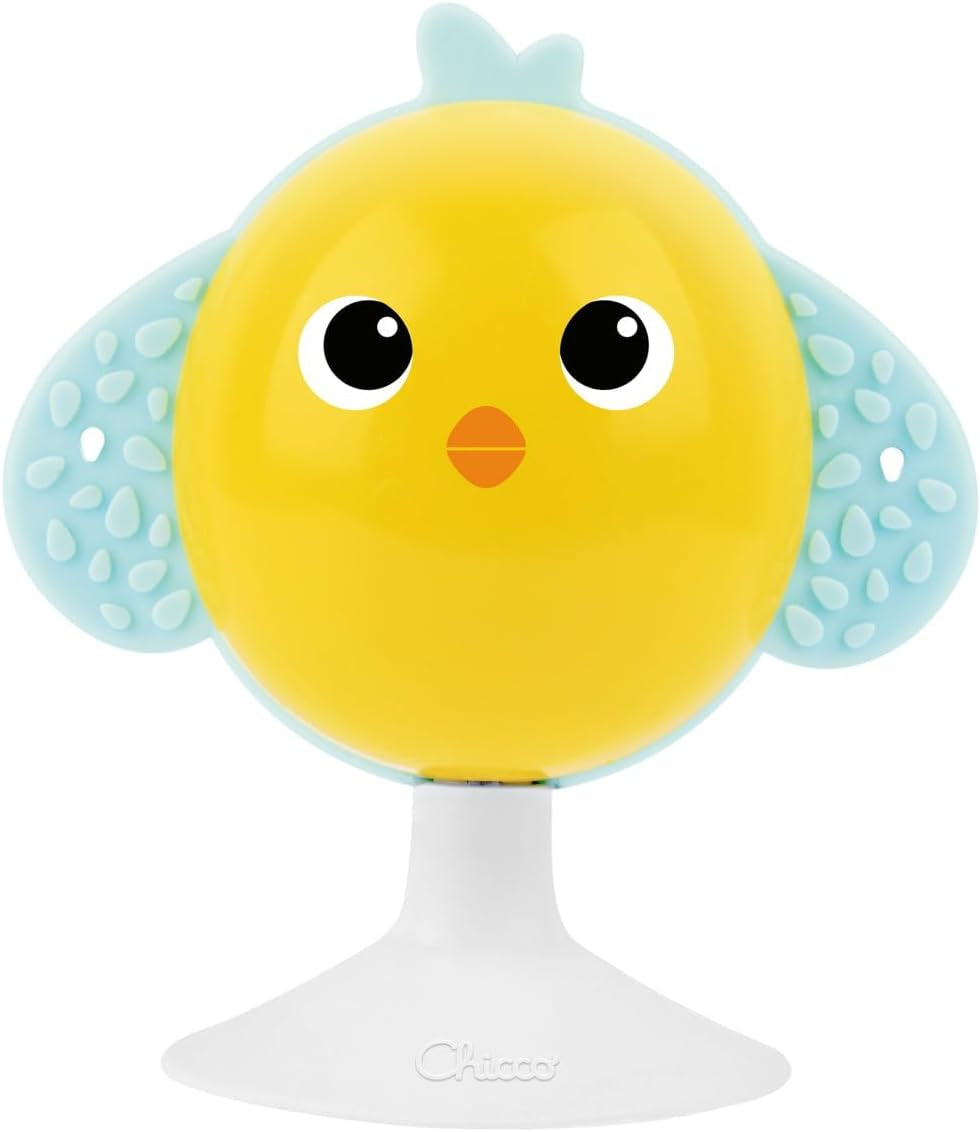 Chicco Essensgeschenkset Dou Dou, Lätzchenset, Hochstuhlspielzeug mit Saugnapf in Form eines süßen Huhns, mit zwei bunten Rasseln, leicht zu fangen ab 6 Monaten Babyspielzeug Naty Shop