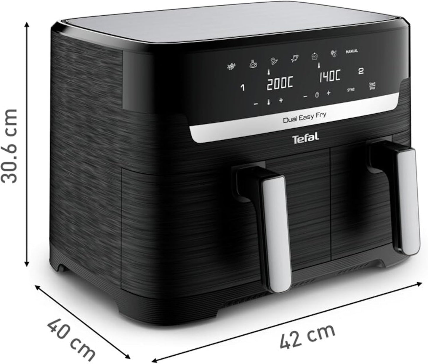Tefal Dual Easy Fry Heißluftfritteuse mit zwei Kammern, 5,2/3,1 Liter Fassungsvermögen, zwei unabhängigen Schubladen, 7 Programmen Haushaltsgeräte Naty Shop