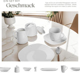 tectake® 12-Personen-Geschirrset, 100-teiliges Porzellan-Geschirrset, bestehend aus 12 Tellern, 12 Desserttellern, 12 Speisetellern, 12 Tassen, 12 Müslischalen, Salatschüssel, Milchkännchen, Zuckerdose