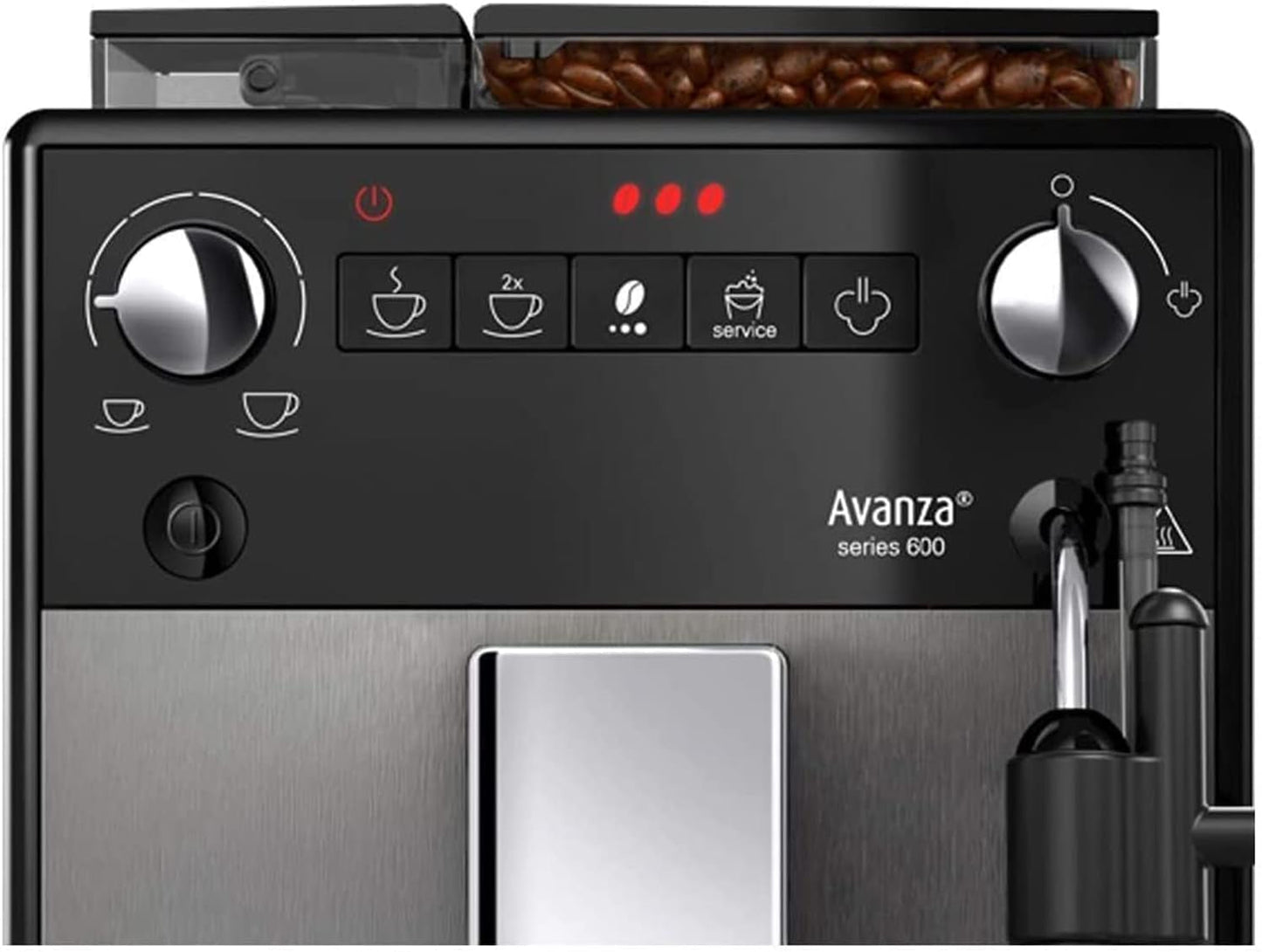 Melitta Avanza – Espressovollautomat mit Milchsystem, Espressomaschine mit Mahlwerk und extra großem Wassertank (1,5 l) für z.B. Cappuccino oder Espresso, Mystic Titan