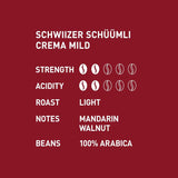 Schwiizer Schüümli Crema Mild, 100% Arabica-Kaffeebohnen fein, harmonisch und mild, ideal für automatische Espressomaschinen, Stärke 2/5, helle Röstung, Rainforest Alliance, 1kg