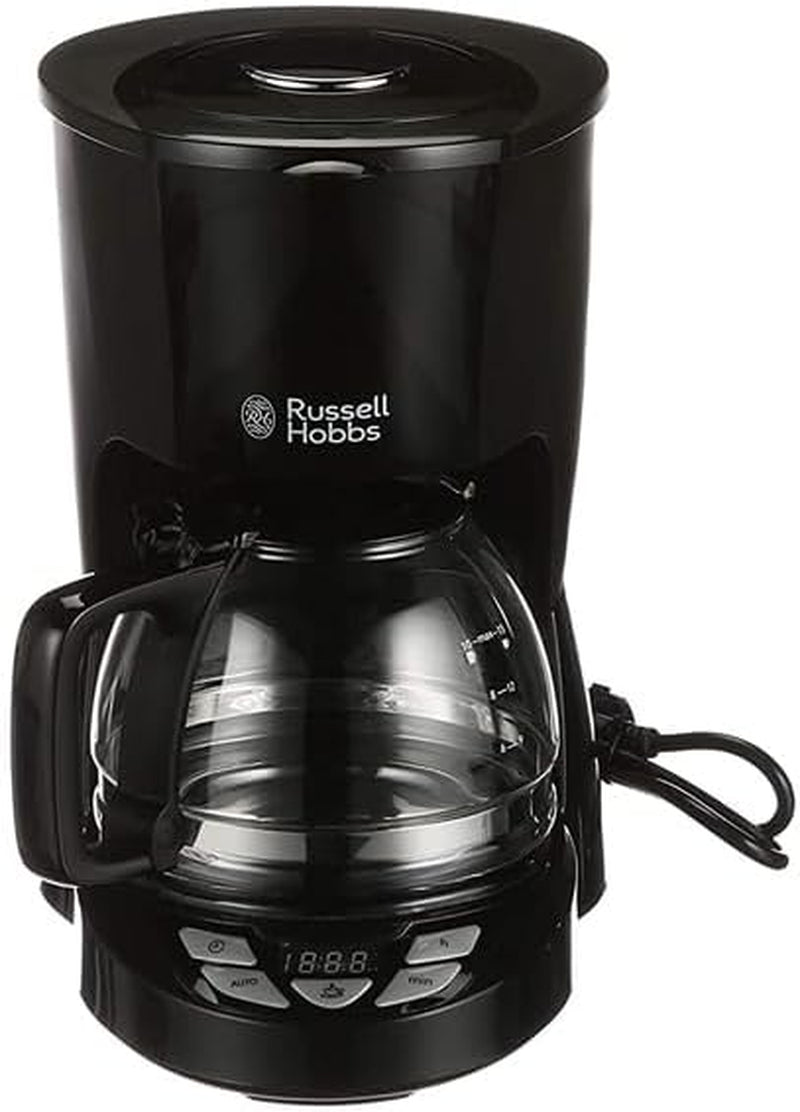 Russell Hobbs Kaffeemaschine [Digitaler Timer, Duschkopf für optimale Extraktion und Aroma] Textures+ (1 bis 12 Tassen, 1,25 l Glaskaraffe, Warmhalteplatte, Anti-Tropf-System) Filterkaffeemaschine 22620-56