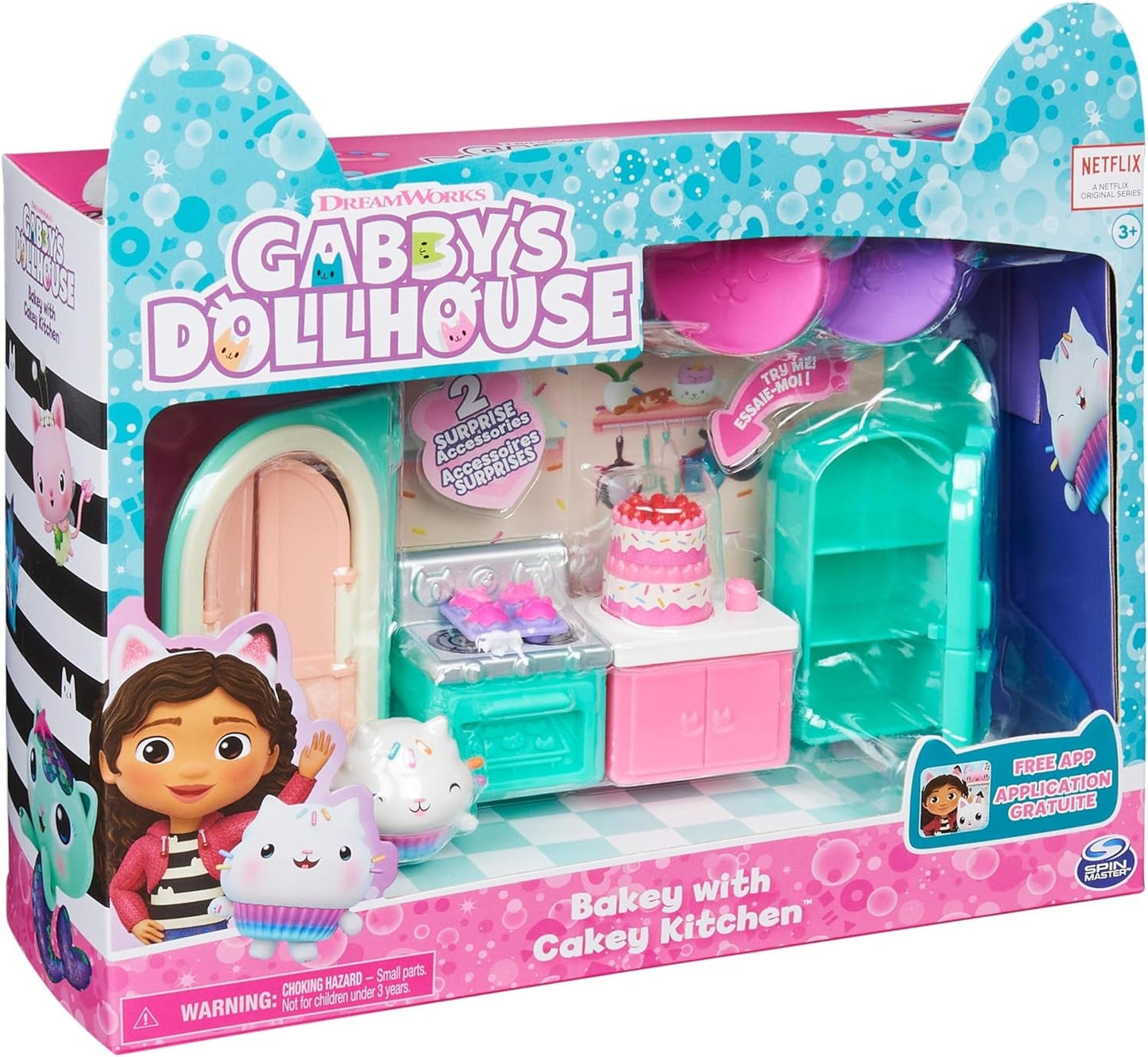 Gabby's Dollhouse Deluxe-Zimmer, Katzenzimmer, Möbel und 2 Überraschungsboxen mit thematischem Zubehör, geeignet für Kinder ab 3 Jahren