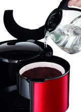 Subito Espressomaschine mit Filter, Glaskaraffe, 10–15 Tassen, Fassungsvermögen 1,25 l, automatische Abschaltfunktion, abnehmbarer Filter, Wasserstandsanzeige, Edelstahl, Rot/Schwarz, FG360D