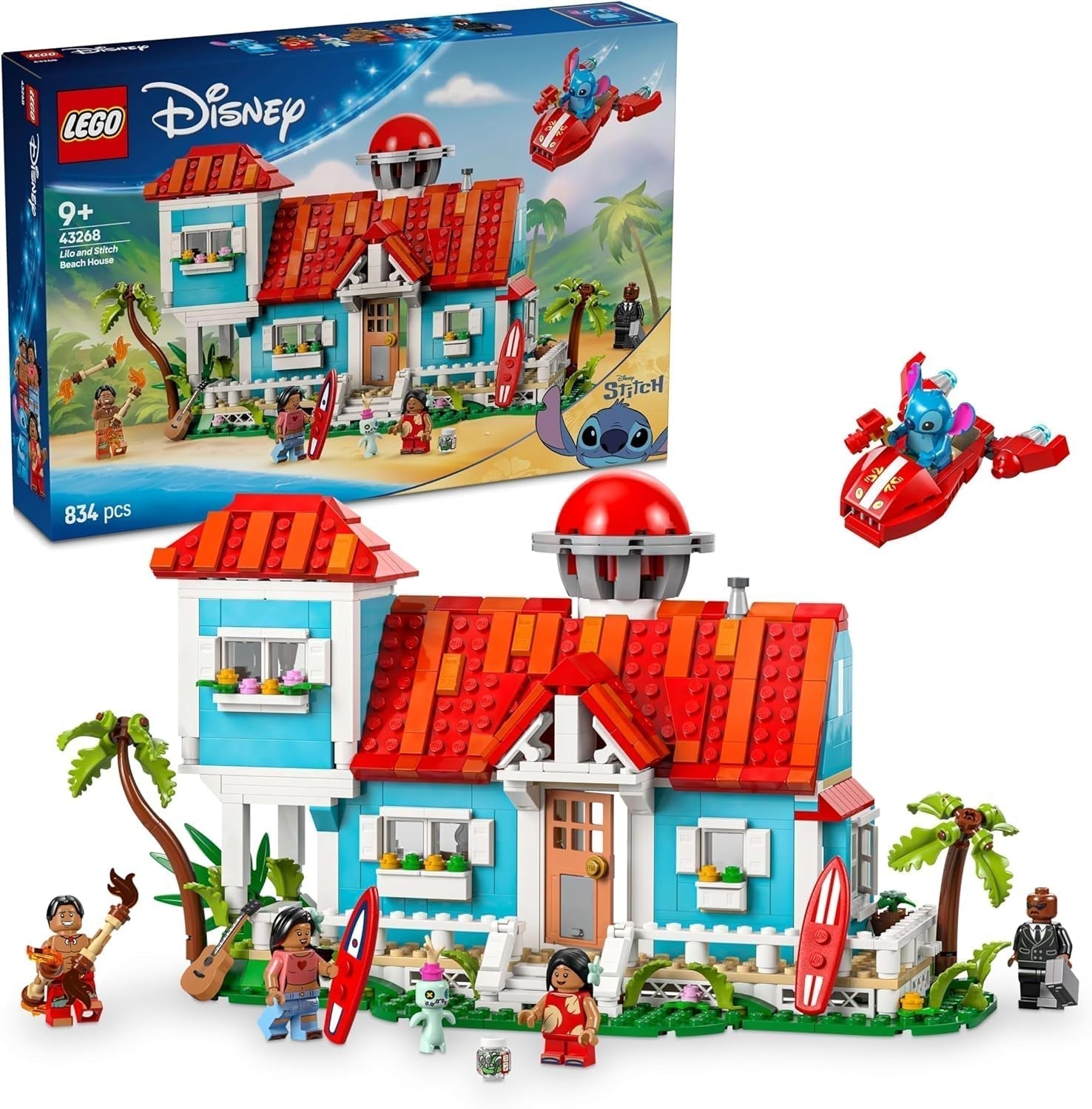 LEGO® Disney „Lilo und Stitch“ Strandhaus – Bauspielzeug mit 6 Zimmern, Observatorium, Raumschiff und 5 Minifiguren – Geburtstagsgeschenk für Mädchen und Jungen ab 9 Jahren und Fans 43268 Bausets Beuche den LEGO-Store Standardtitel