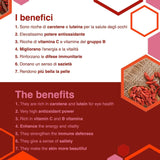 ERBOTECH Goji-Beeren 200 g, Goji-Beeren mit hohem Vitamingehalt, getrocknete Früchte ohne Zucker und Schwefel, natürliche Superfoods und reich an Energie, hergestellt in Italien. Dehydrierte Produkte Naty Shop