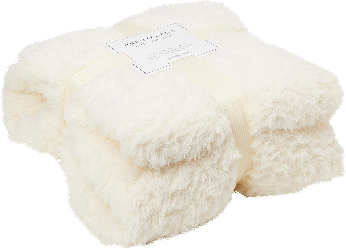 Brentford's Teddy-Fleece-Decke, große Bettdecke, Plüsch, superweich, warm, Schlafsofa, Tagesdecke, Schwarz – 150 x 200 cm. Betten und Decken. Besuchen Sie den Brentfords-Store, Crème 200 x 240 cm