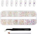 Beadsland 2500 Stück Glas Nailart Strasssteine ​​​​Kristall Flatback Edelsteine ​​​​Runde, ​​Für Handwerk Gemischt 8 Größen SS4 ~ SS30 Mit Picking Pinzette Und Stift (Kristall Weiß)