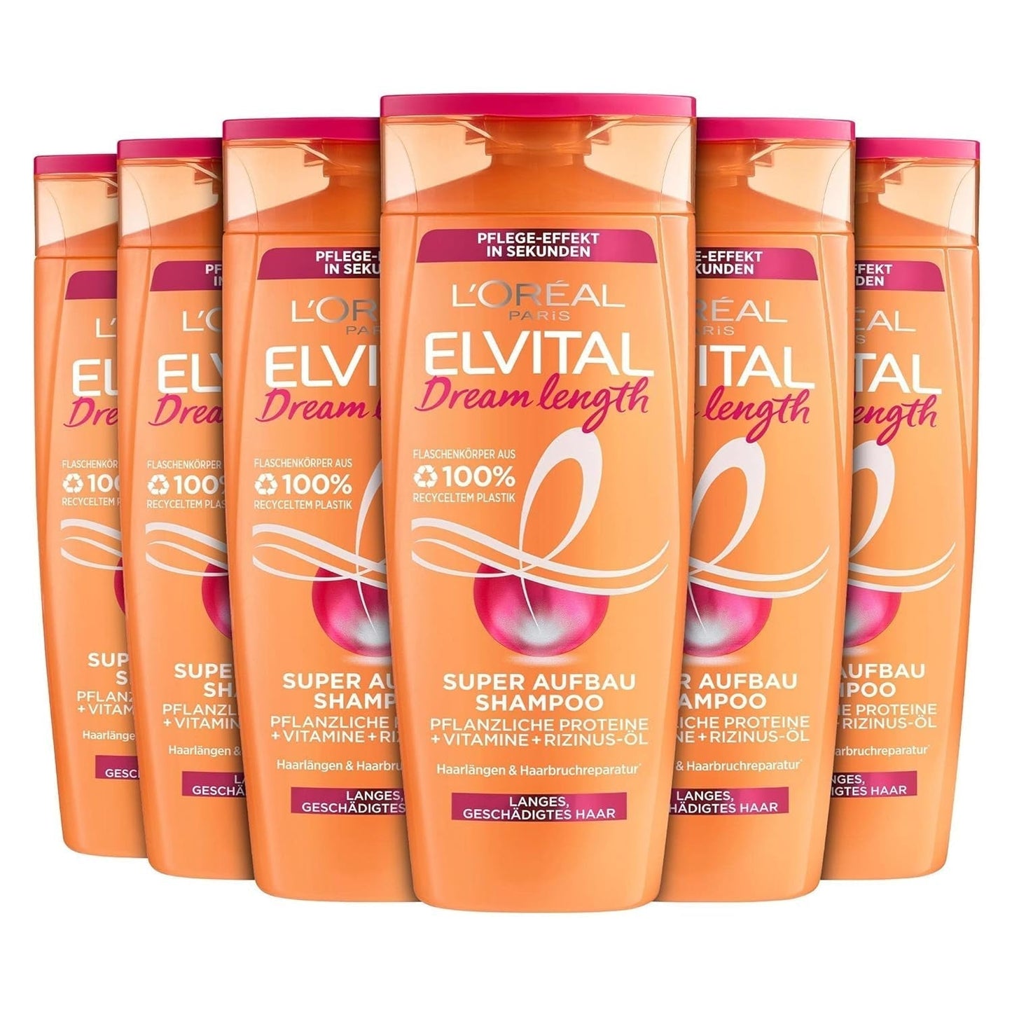 L'Oréal Paris Elvital Dream Length Super Building Shampoo, für traumhaft langes Haar. Dusche und Bad L'Oréal 6 x 300 ml Ohne Duftstoffe