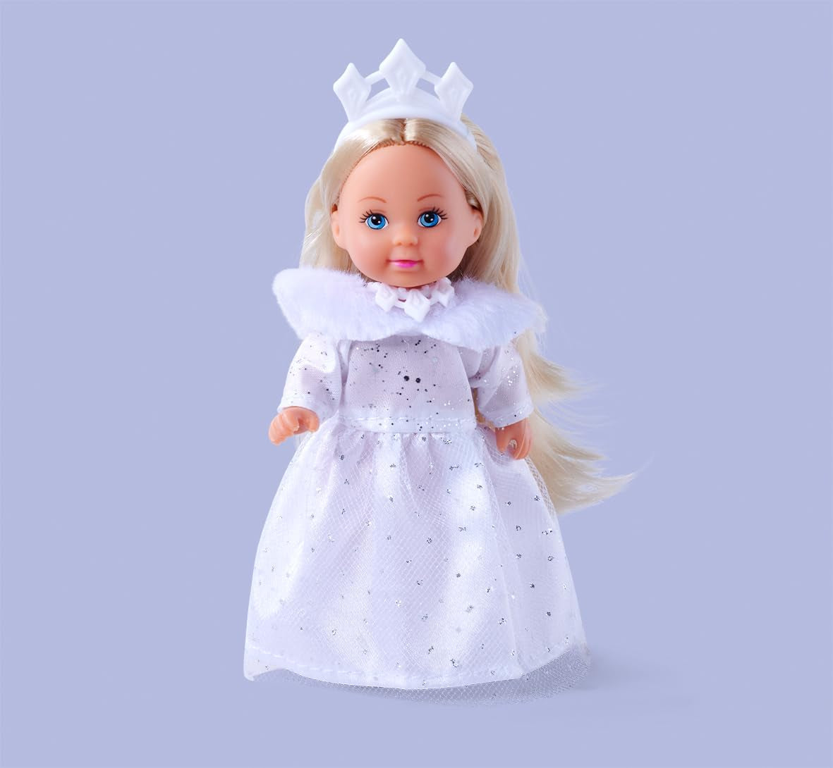 Simba Evi Princess of Love's Dreams, Spielpuppe in einem verträumten Winterkleid mit Fellbesatz und Glitzerelementen, 12 cm, ab 3 Jahren