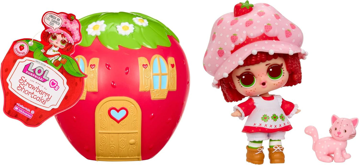 LOL Überraschung! Loves Emily Erdbeer Tots – Duftpuppen zum Sammeln mit 7 Überraschungen, Haustier, Mode, Schuhen, Hut, Spielset mit umwandelbarem Erdbeerhaus, ab 4 Jahren