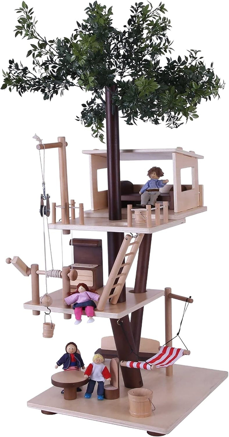 Baumhaus aus Holz von Everearth – Puppenhaus für 3+ – Nachhaltiges Spielhaus mit Zubehör – Fsc®-zertifiziert – Perfektes Holzspielzeug für fantasievolles Spielen – Puppenhausmöbel EE33767 Naty Shop Dollhouses Standardtitel