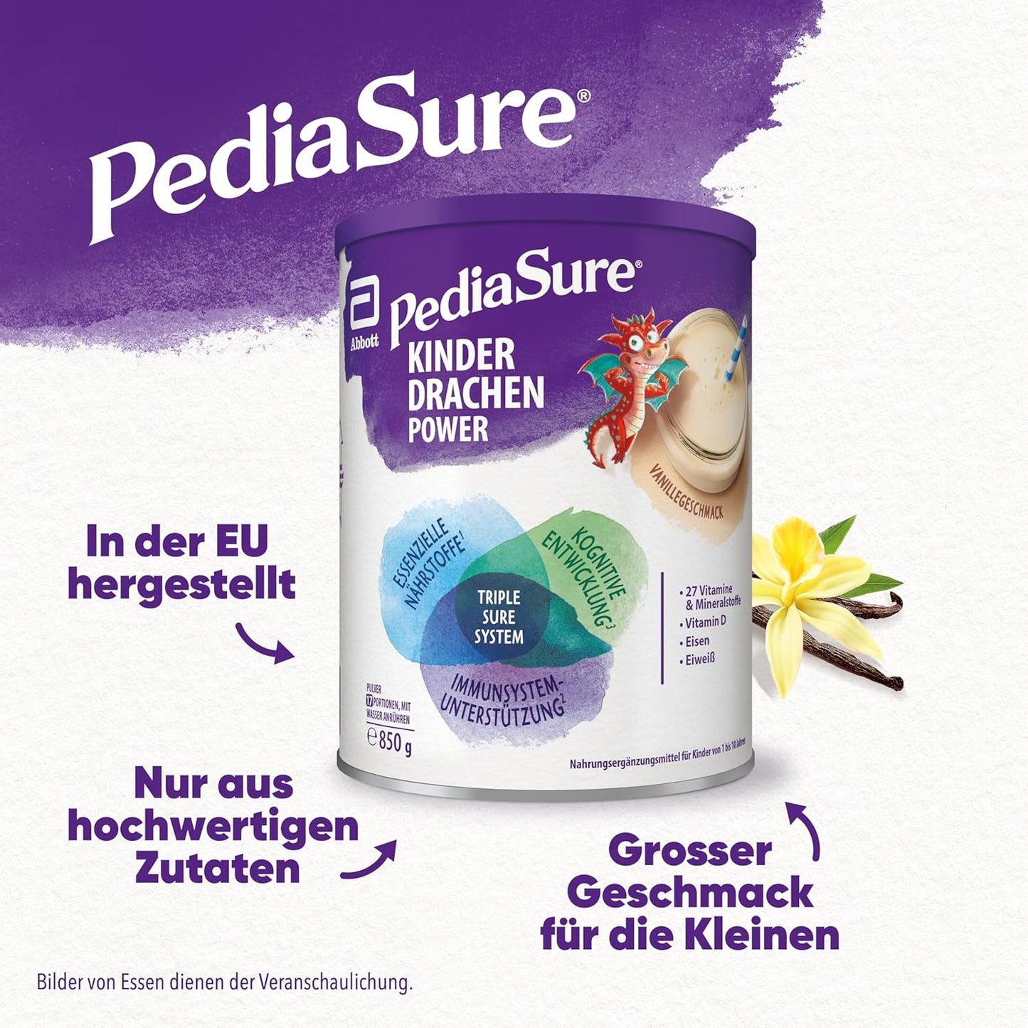 Pediasure Dragon's Power, Nahrungsergänzungsmittel für Kinder ab 1 Jahr, 27 Vitamine und Mineralien Naty Shop