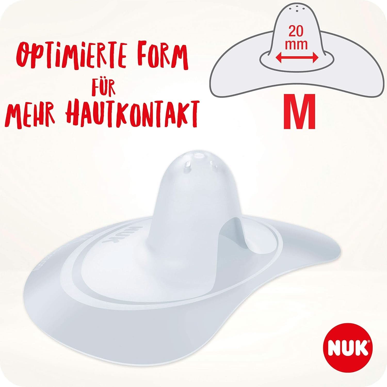 NUK Stillhütten | Brusthütchen Zum Stillen | Schützt vor Wunden Brustwarzen | Dünnes Silikon | Größe M (20 mm) | Inklusive Schutzdose | 2 Stück Babynahrung und Stillzubehör Naty Shop