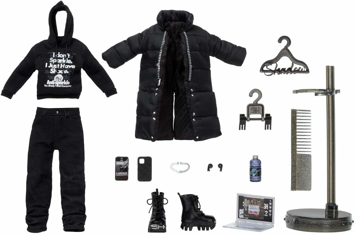 Rainbow High Shadow High – REXX McQueen – Modische schwarze Puppe mit modischem Outfit und über 10 bunten Spielaccessoires – Ideal für Sammler und Kinder im Alter von 4–12 Jahren